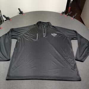 Hard Rock Cafe Biloxi Mens XL Grey 1/4 Zip Performance Pullover Sleeve Pocket XL